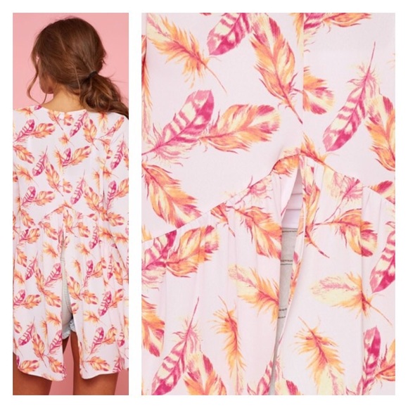 Feather Print Woven Kimono Cover Up - Picture 4 of 5